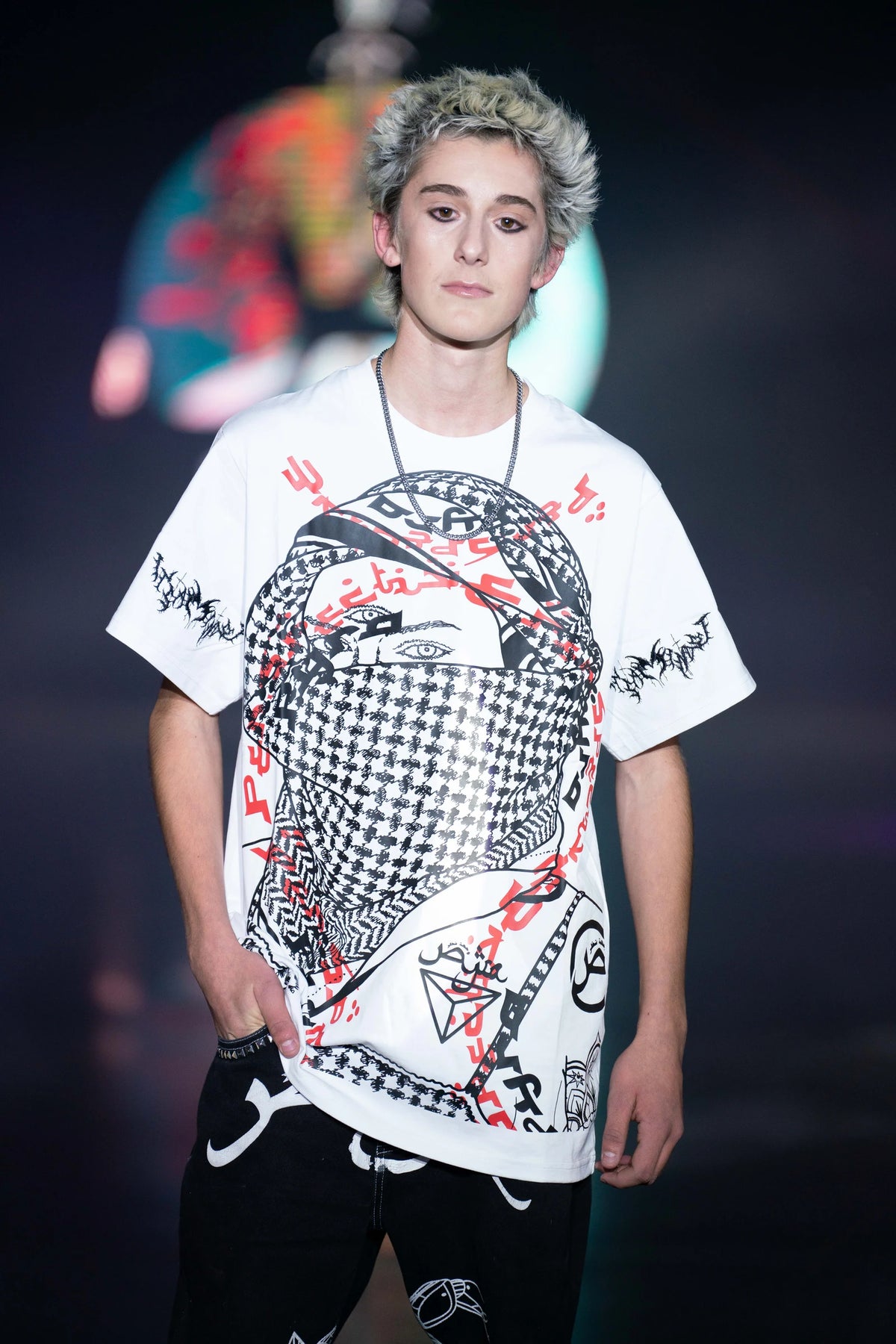 The white Mindset tee on the Denver Fashion Week runway